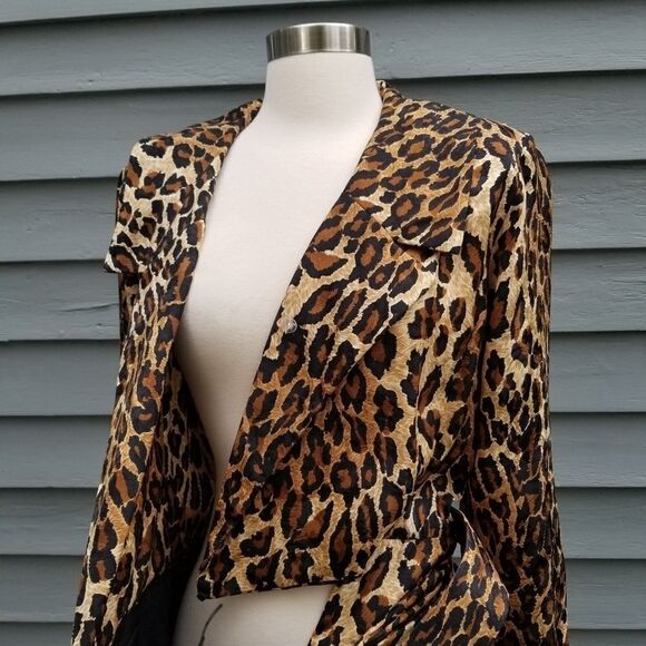 Vintage 80s Retro Pin Up Girl Animal Print Leopard Silk Midi Pencil Dress 4 - Picture 7 of 11